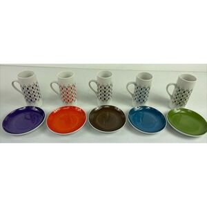 MCM Mid Century Set Of 5 Different Colored Sake, Espresso Drink Cups Atomic Vtg‎